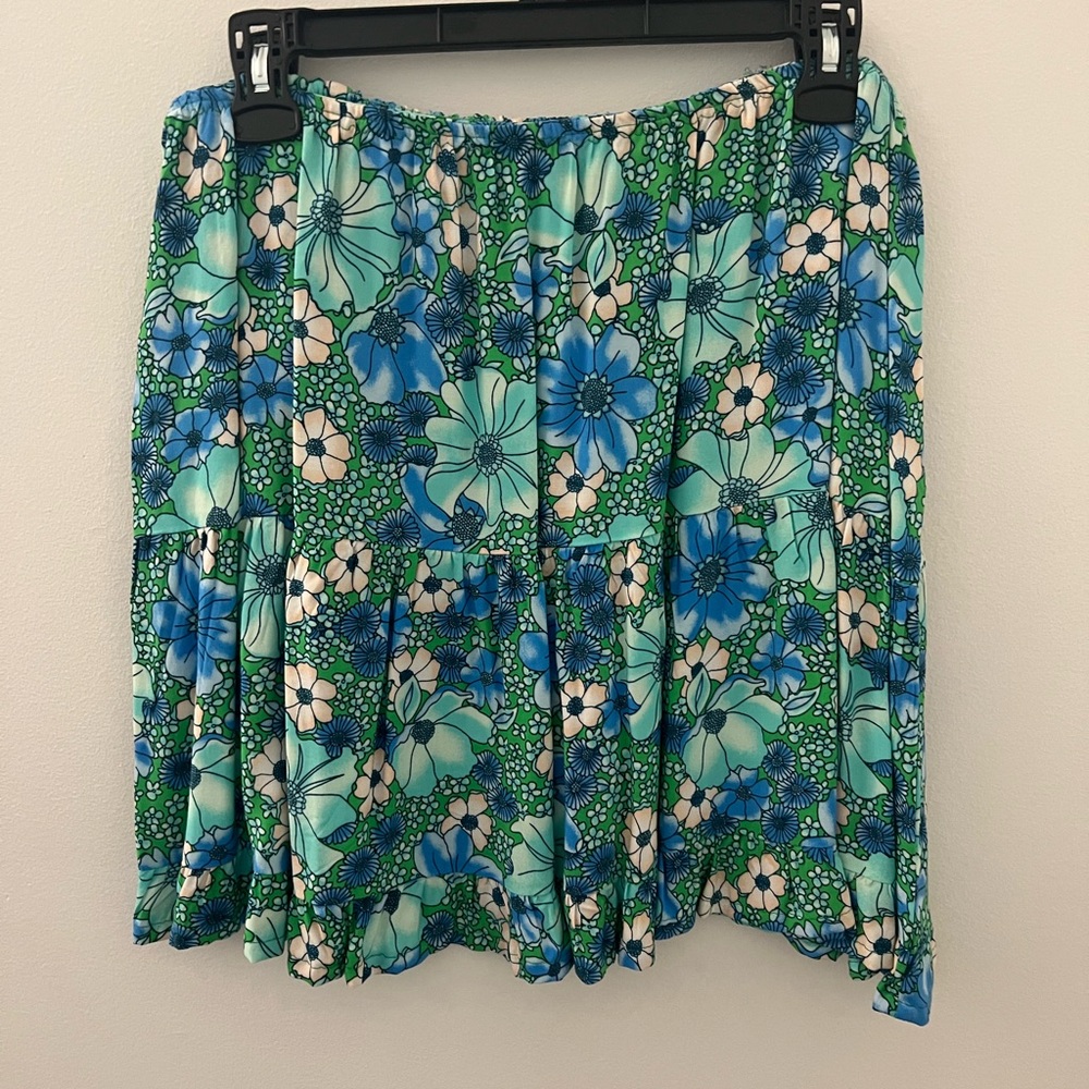 Floral Blue and Green Women's Skirt